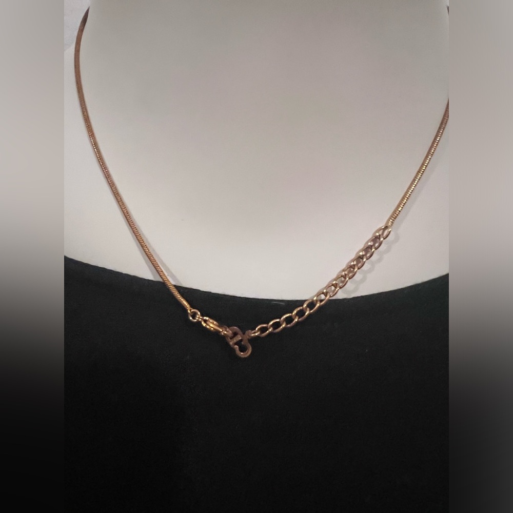Christian Dior Logo Heart Gold Tone Pendant Necklace - Picture 3 of 6